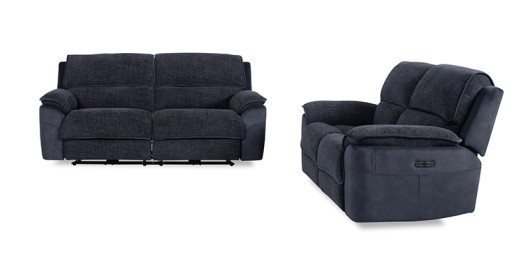 Paris Phantom/Ink Reclining Sofa & Loveseat